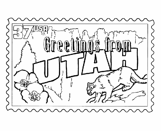  Utah State Stamp Coloring Page