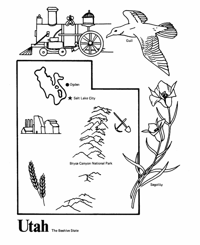  Utah State outline Coloring Page