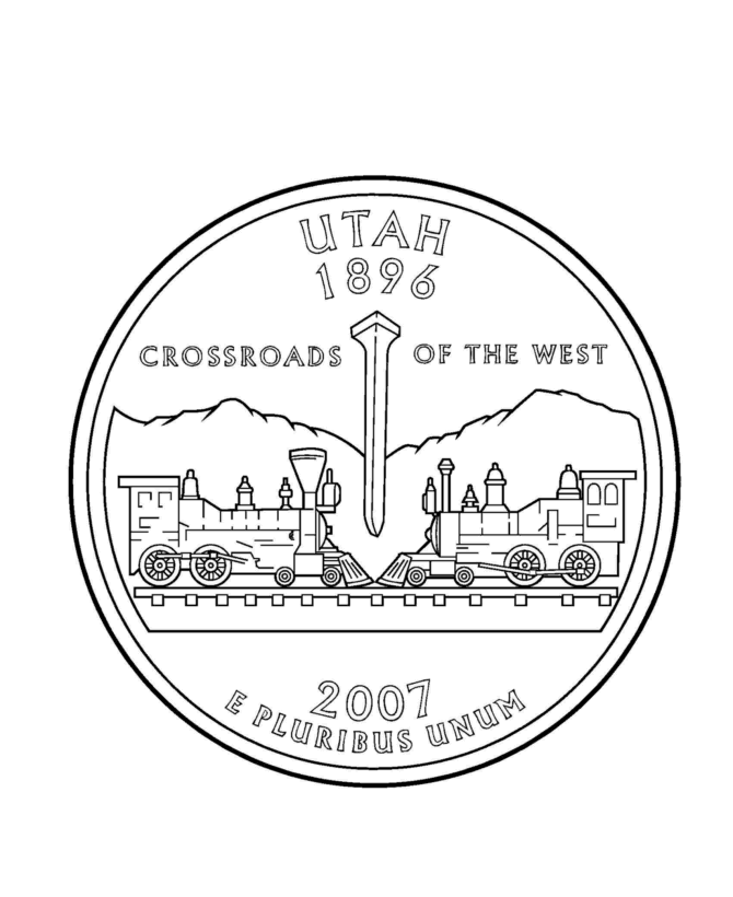  Utah State Quarter Coloring Page