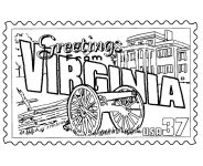 Virginia State Stamp coloring page