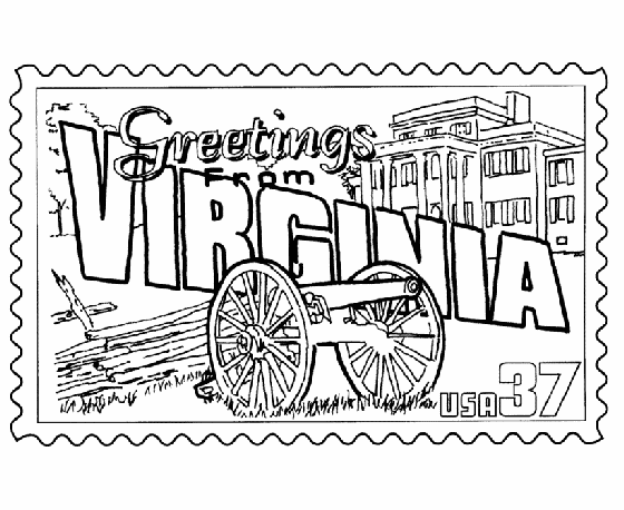  Virginia State Stamp Coloring Page