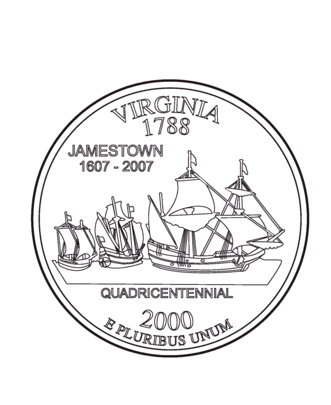  Virginia State Quarter Coloring Page