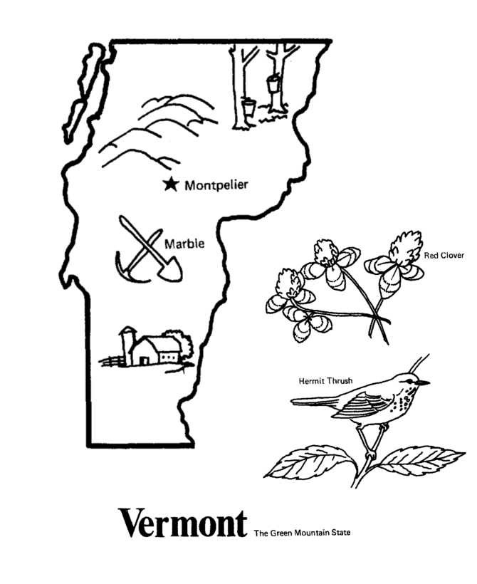  Vermont State outline Coloring Page