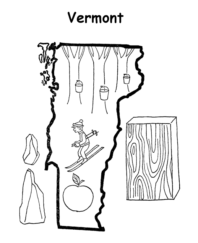  Vermont State outline Coloring Page