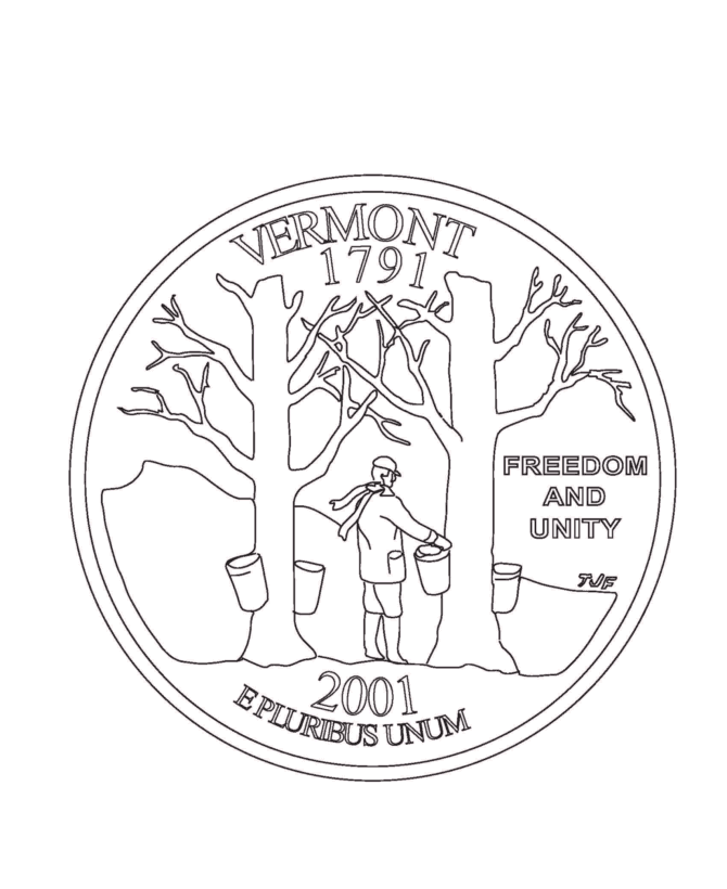  Vermont State Quarter Coloring Page
