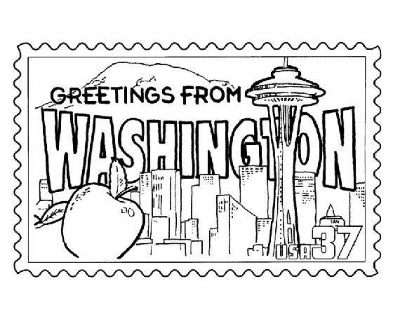  Washington State Stamp Coloring Page