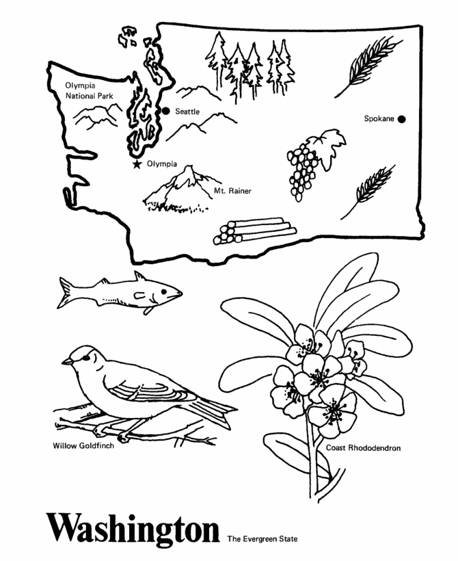  Washington State outline Coloring Page