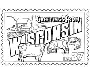 Wisconsin State Stamp coloring page