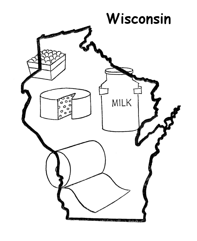  Wisconsin State outline Coloring Page