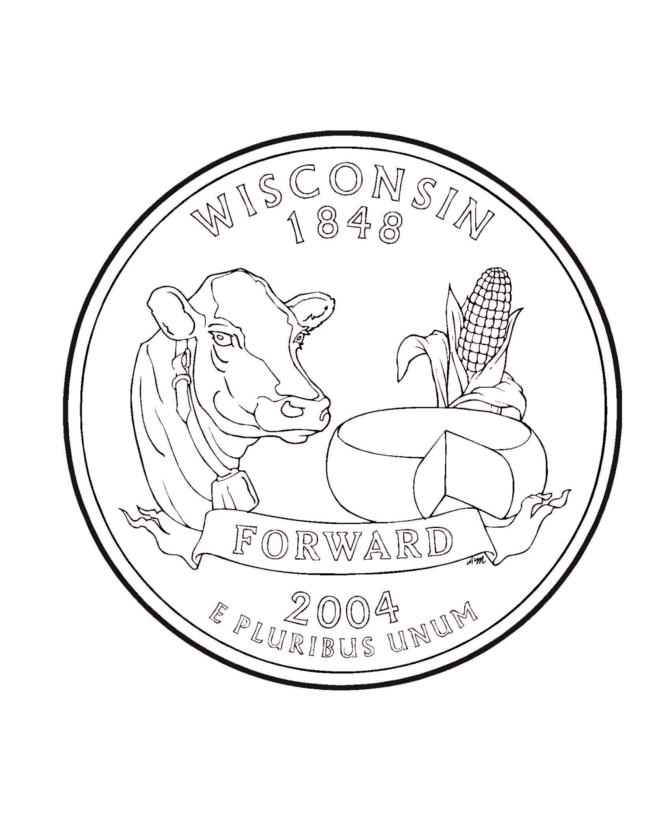  Wisconsin State Quarter Coloring Page