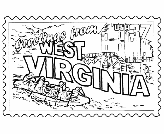  West Virginia State Stamp Coloring Page