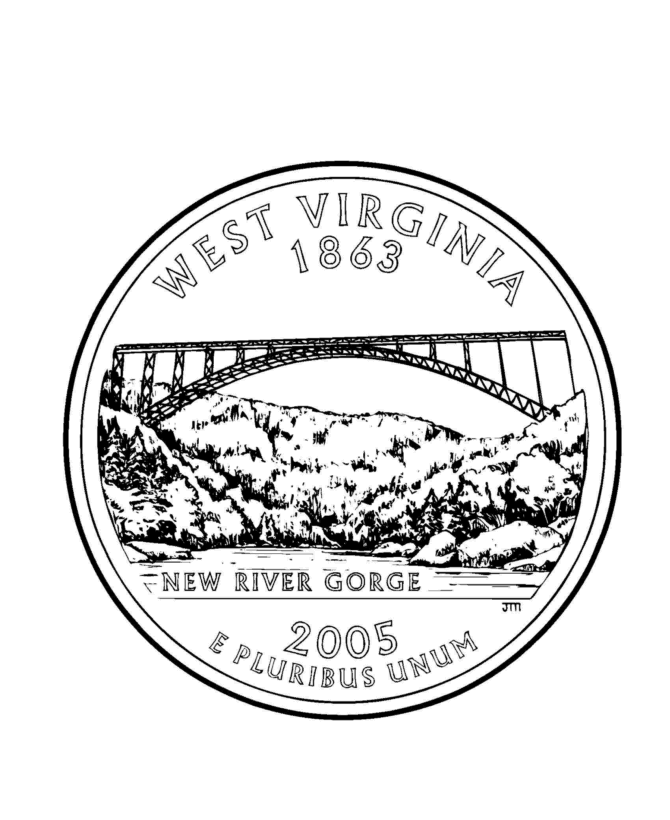  West Virginia State Quarter Coloring Page