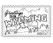 Wyoming State Stamp coloring page