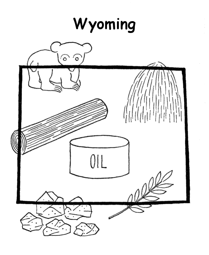  Wyoming State outline Coloring Page