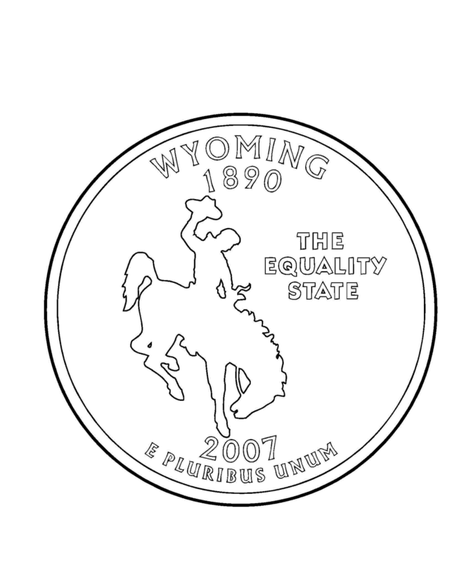  Wyoming State Quarter Coloring Page
