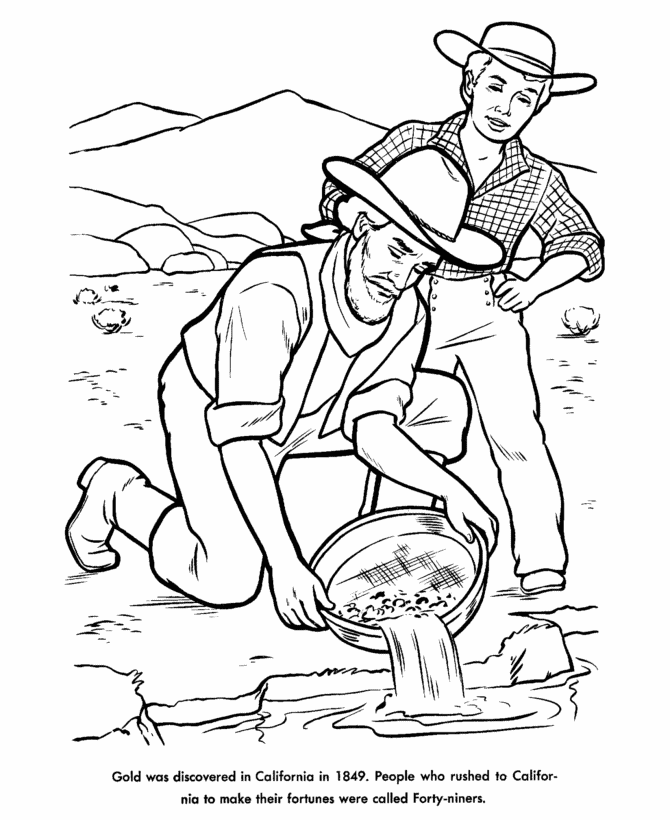 1849 california gold rush. USA-Printables: Gold Panning