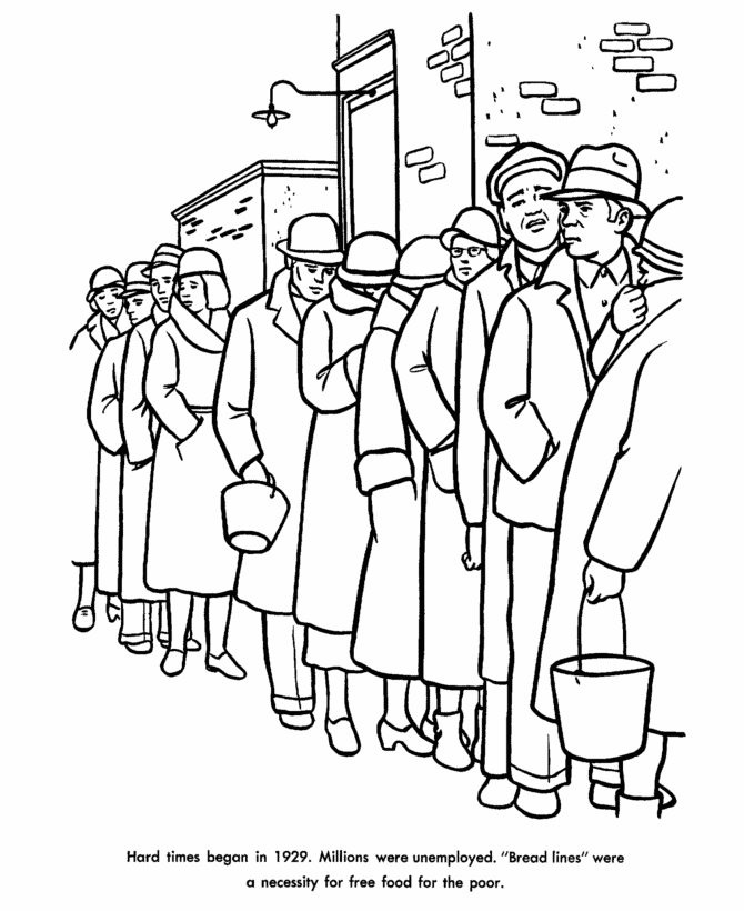 USA-Printables: The Great Depression coloring sheet - American History