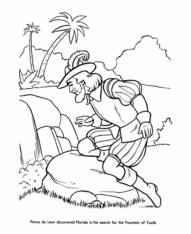  Ponce deLeon Discovery in America Coloring Page