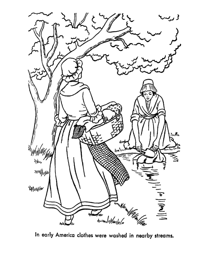  Early American Home Life Coloring Page