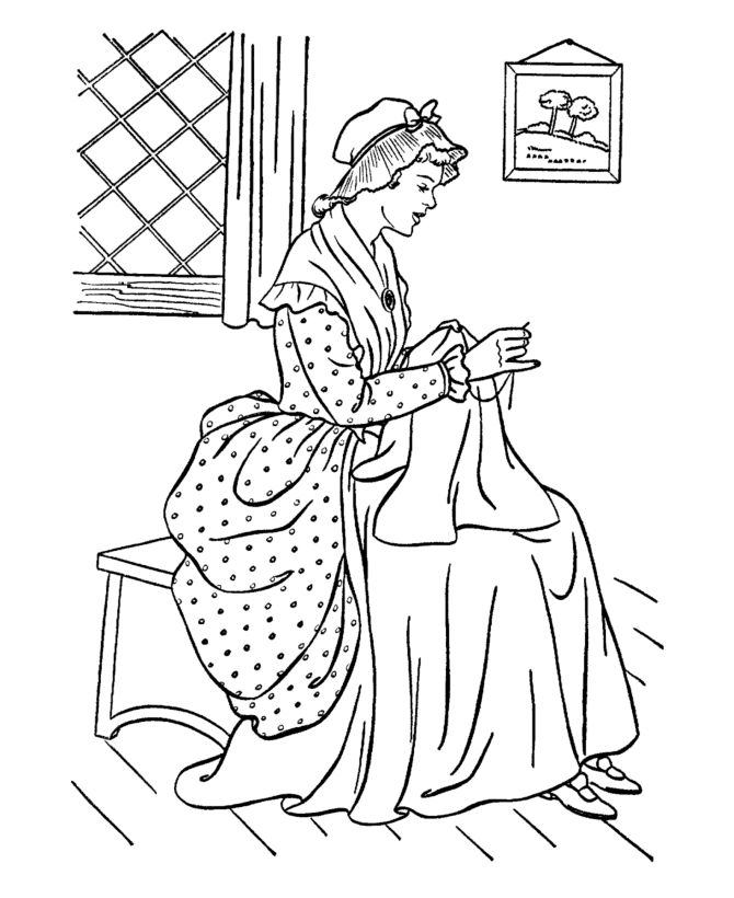  Early American Home Life Coloring Page