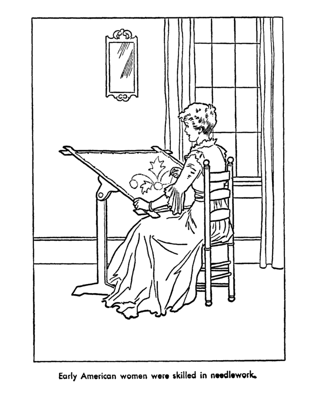  Early American Home Life Coloring Page