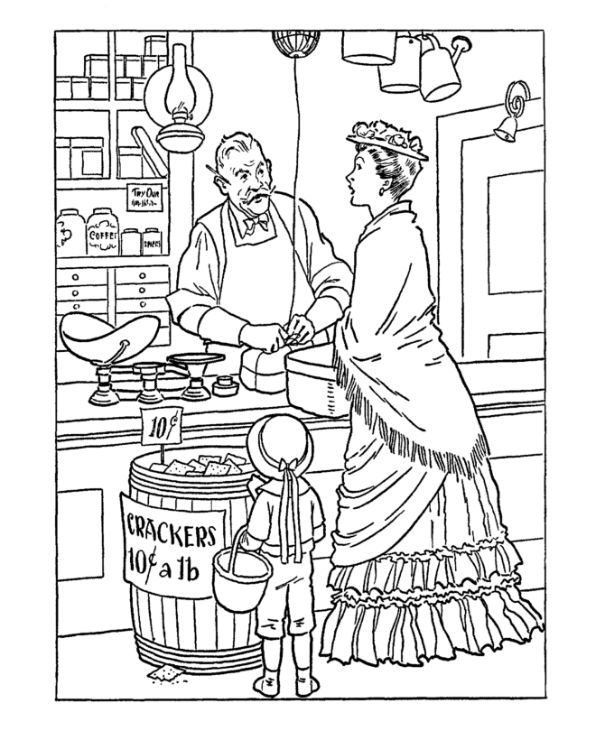  Early American Trades Coloring Page