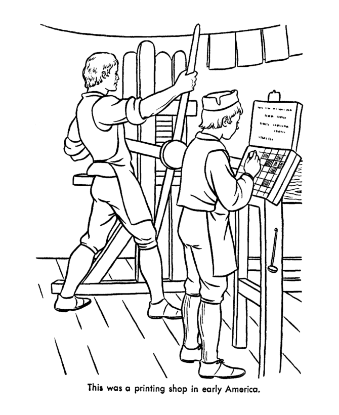  Early American Trades Coloring Page