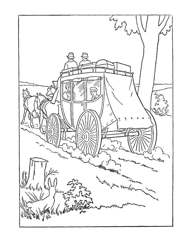  Early American Transportation Coloring Page