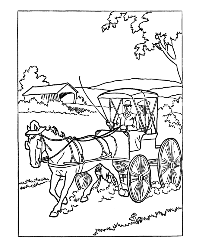  Early American Transportation Coloring Page