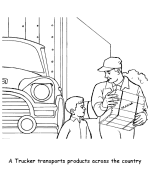 Labor Day trucker coloring page