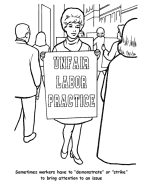 Labor Day demonstration coloring page