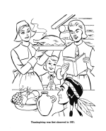 The First Pilgrims Thanksgiving coloring page