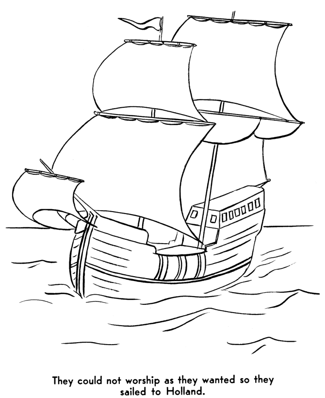  Pilgrims Ship Thanksgiving Story Coloring Page