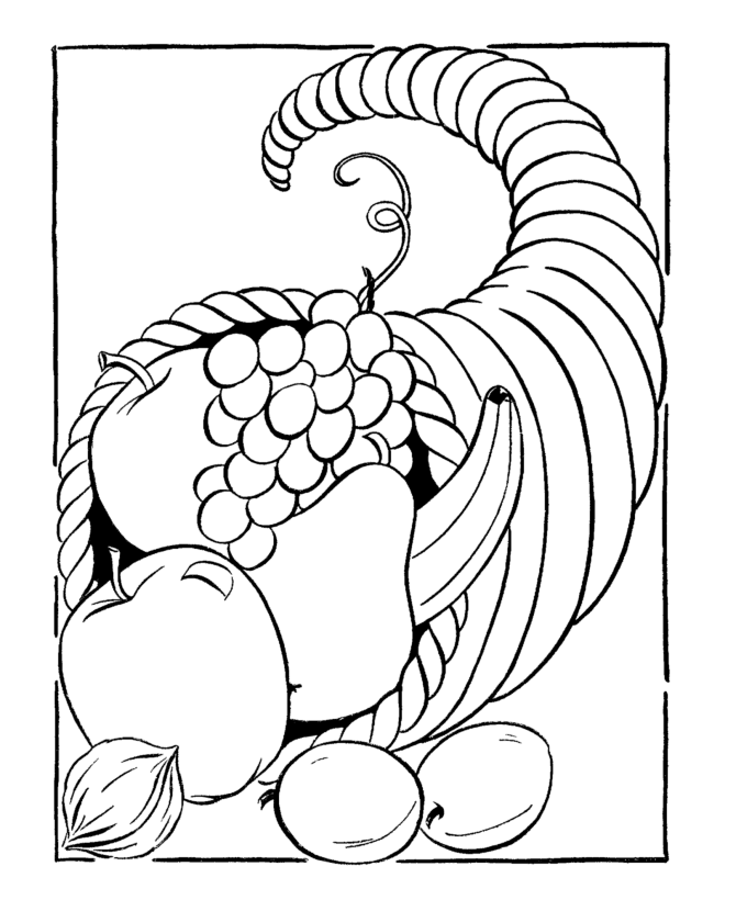  Thanksgiving Horn of Plenty Coloring Page