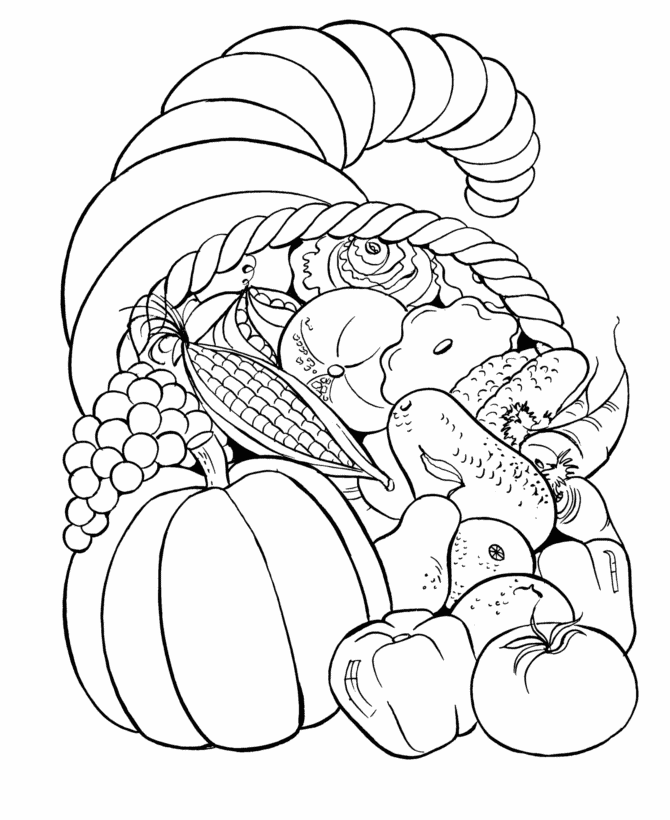  Thanksgiving Horn of Plenty Coloring Page