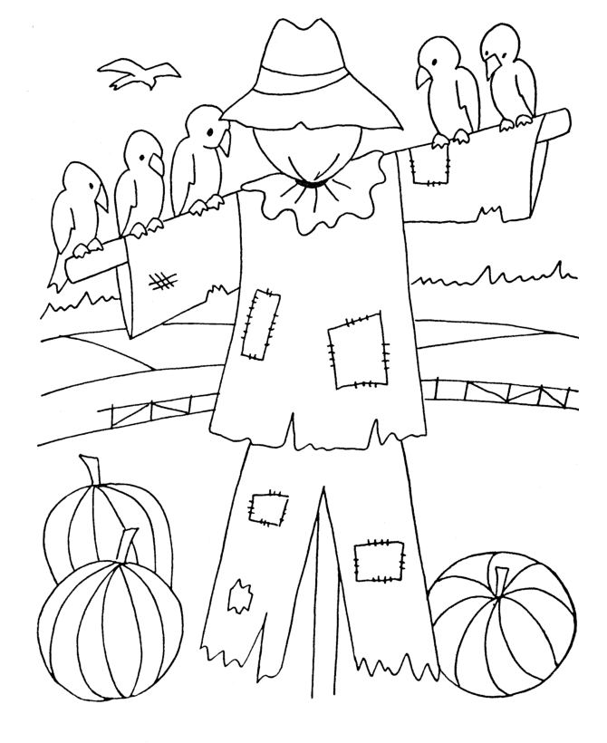  Thanksgiving Harvest Scarecrow Coloring Page