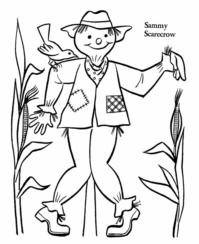  Thanksgiving Sammy Scarecrow Coloring Page