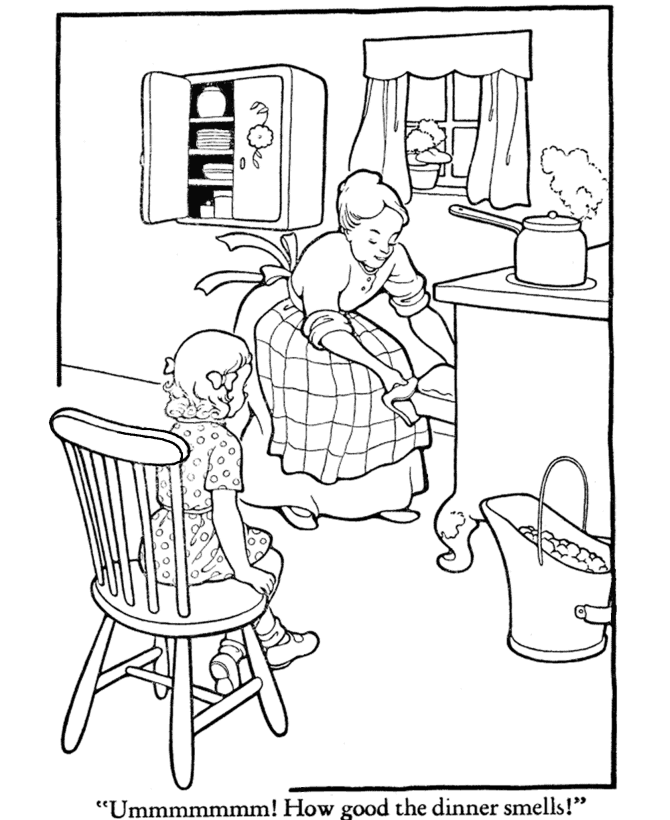  Thanksgiving Cooking Coloring Page