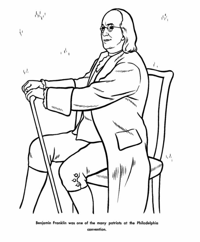 USAPrintables Benjamin Franklin Coloring Pages Famous Americans in