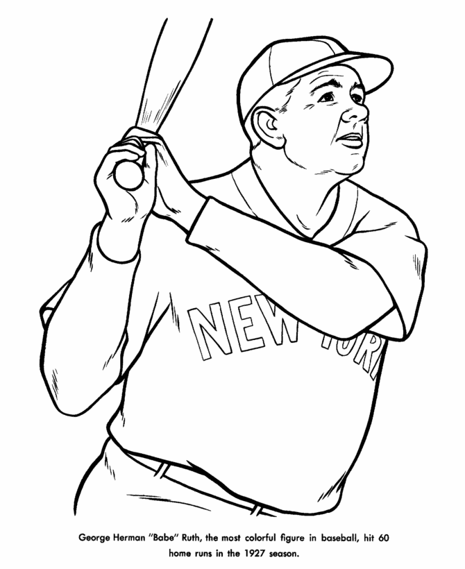 USA-Printables: Babe Ruth Coloring Pages - Famous Americans in US History  coloring sheets