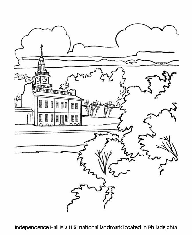  Independence Hall Coloring Page