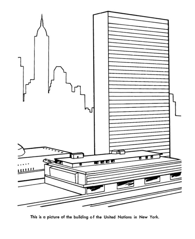  United Nations Building Coloring Sheet