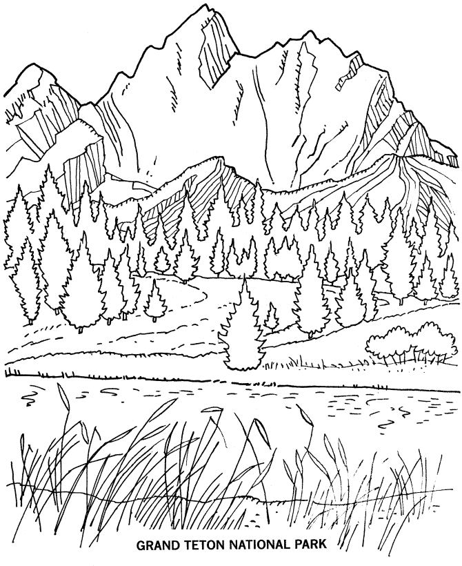  Grand Teton National Park Coloring Page