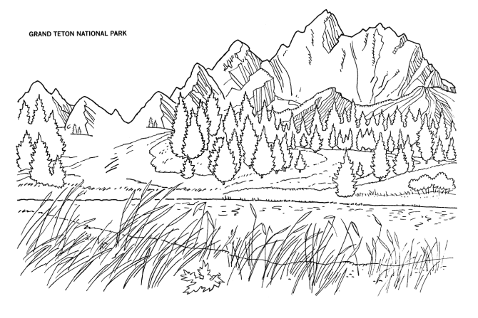  Grand Teton National Park Coloring Page