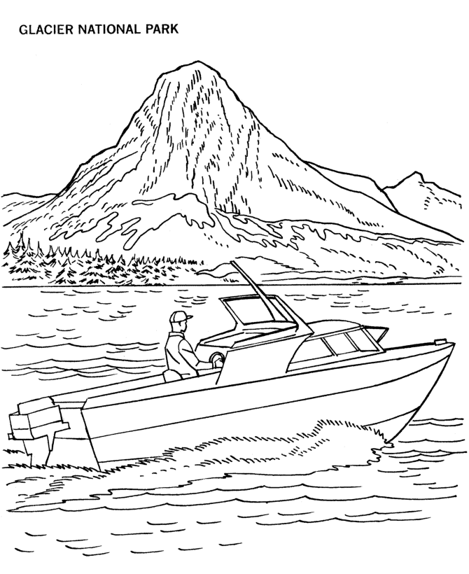  Glacier National Park Coloring Page