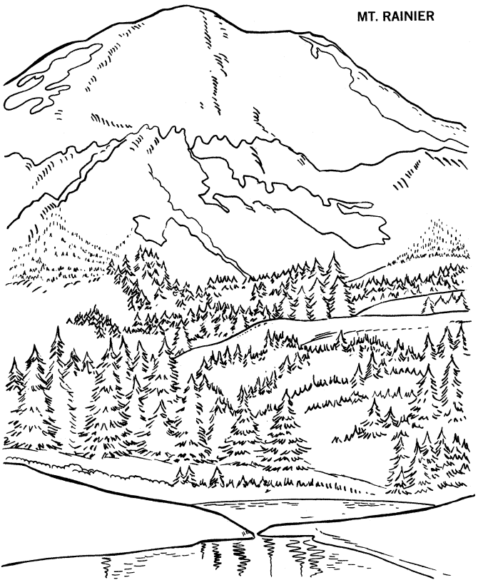  Mt. Rainier National Park Coloring Page