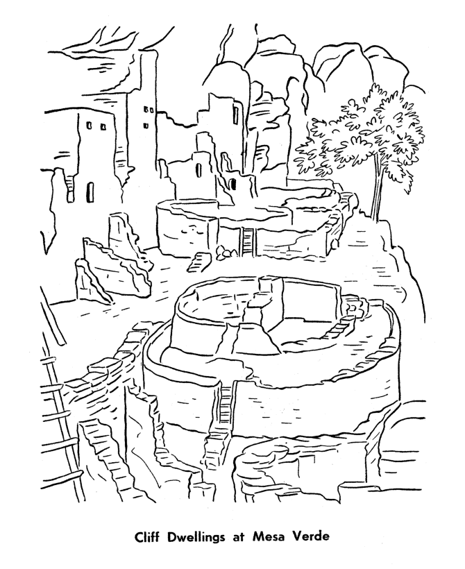   Mesa Verde National Park Coloring Page