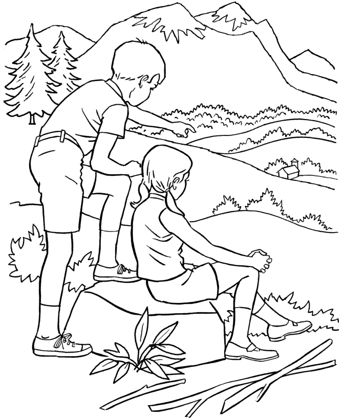 National Park Hiking Coloring Page