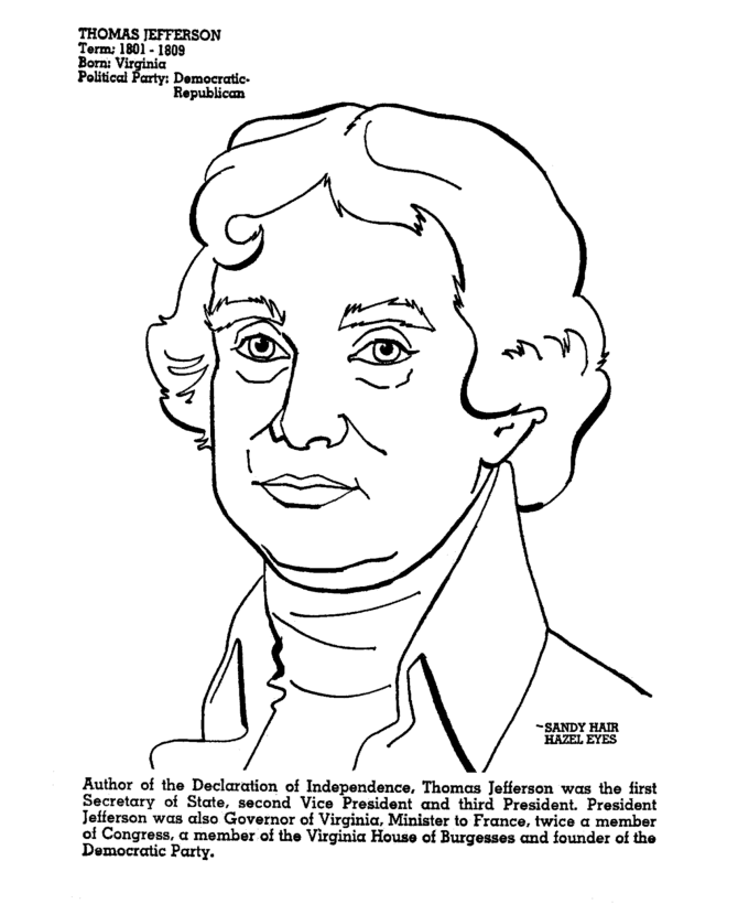  Thomas Jefferson Coloring Page