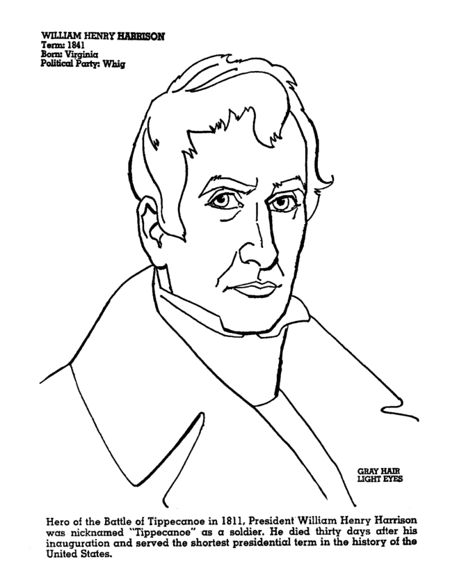  President Harrison Coloring Page